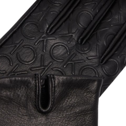 Rękawiczki Calvin Klein Re-lock Debossed Leather Gloves W K60K609975 M/L