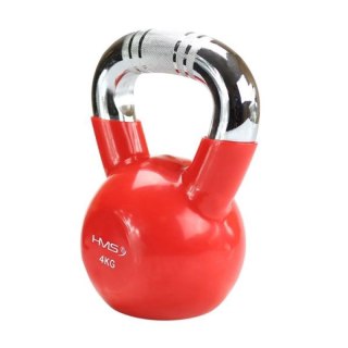 Kettlebell żeliwny uchwyt chrom radełkowany HMS KTC06 RED N/A