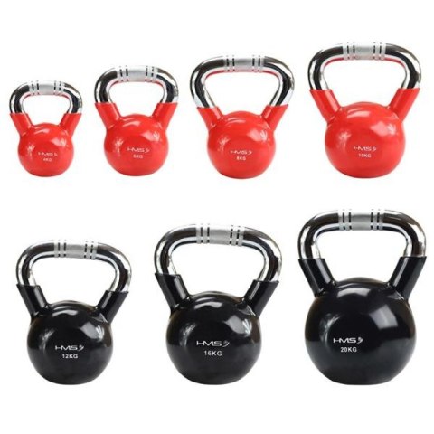 Kettlebell żeliwny uchwyt chrom radełkowany HMS KTC06 RED N/A